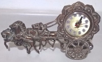 Vintage Hand Crafted Copper Horse and Carriage Table Clock