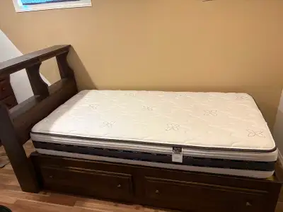 Wooden Single bed frame with mattress, View more