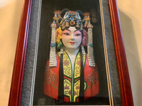 Chinese Sculpture with Traditional Head Dress Shadow Box Frame