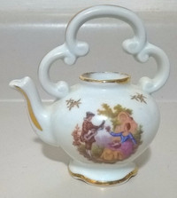 Vintage Mini Limoges Victorian Courting Couple Gold Gilt Teapot