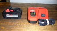 MILWAUKEE M12/M18 RAPID CHARGER & 1 - HIGH OUTPUT 6.0 AH BATTERY