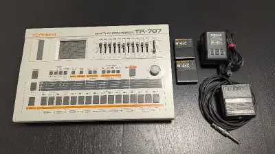 Roland TR-707 drum machine with extras - amazing condition, View more