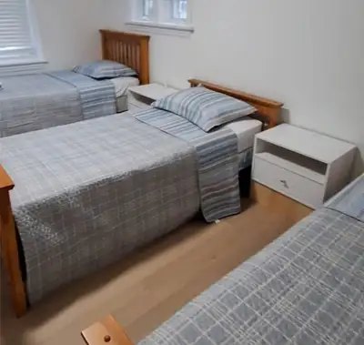 Twin-Size Beds Included for each is bed frame, mattress and box spring Price is for each set. If buy...