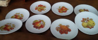 8 Burleigh Ironstone 8" Swirl Luncheon/Dessert Plates, 6 Designs