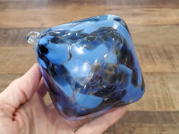 Beautiful Blue Speckled Art Glass Hanging Ornament