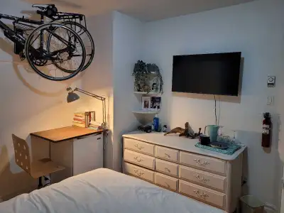 J'offre une belle chambre tout meuble avec lit queen dans un 4 1/2, situé à Rosemont. Disponible le...