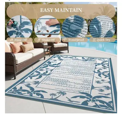 brand new Outdoor Rug8x10,and 6x9 ft Reversible Patio Rug Mat Outdoor Carpet Waterproof Camping Rugs...