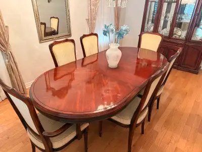 Cherry wood Dining Room Set Table and Chairs & credenza, View more