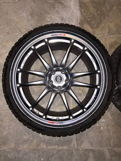Set of Authentic Enkei GTC01 20" inches Staggered rims in Hyper black, lightweight rims 5x114.3 bolt...