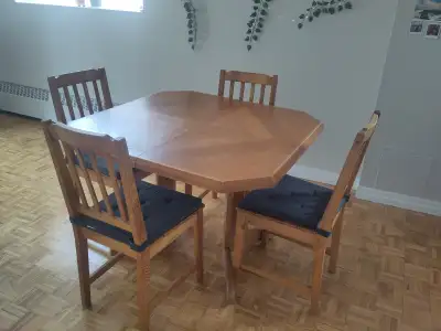 Wood dining table and chairs, View more