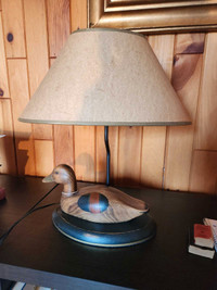 Hand carved duck lamp