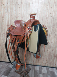 16" Wade Roper Saddle Western Leather Roping Horse