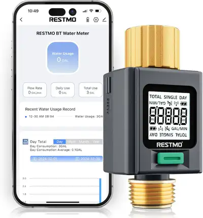 Bluetooth Smart Water Flow Meter with Brass Inlet & Outlet, View more