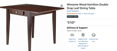 dining table with drawer and two drop leafs, View more
