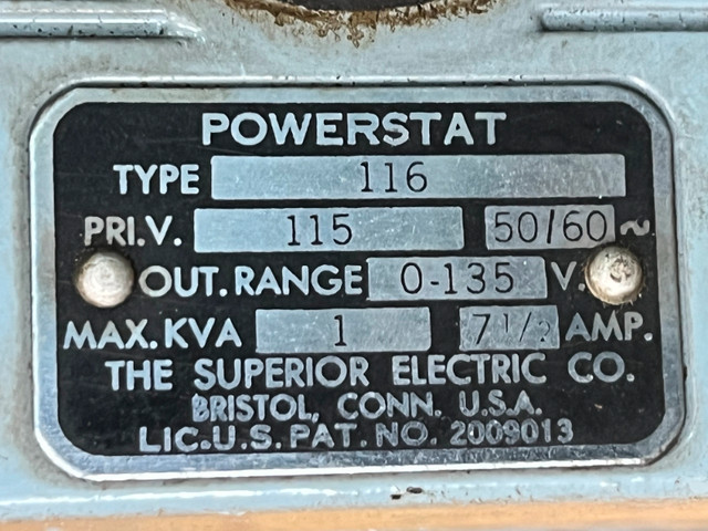 Powerstat variable transformer in General Electronics in North Bay - Image 2