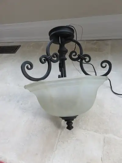 NEWGlass/Wrought Iron Semi Flush Mount Chandelier Lighting, View more