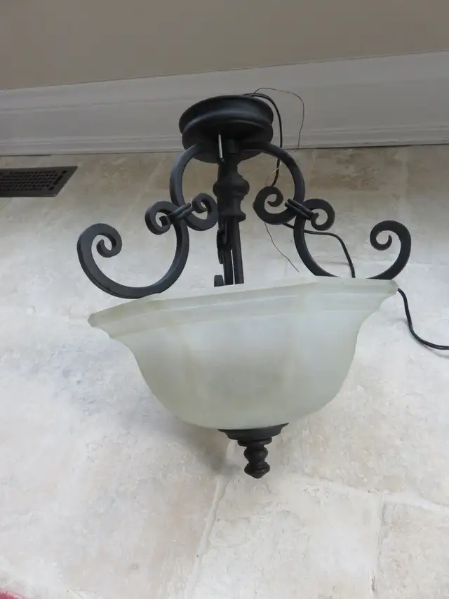 NEWGlass/Wrought Iron Semi Flush Mount Chandelier Lighting in Indoor Lighting & Fans in Markham / York Region - Image 2
