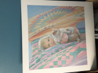 NA Noel ‘Colors of Summer’ Amish girl with cat and quilts print