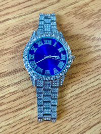 Silver Blue Diamond Watch