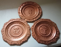 Vintage Colombian Handmade Copper Aztec/Gods Wall Hanging Plate