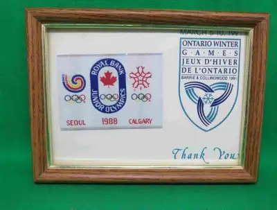 VINTAGE CALGARY 1988 JUNIOR OLYMPICS PATCH - FRAMED, View more