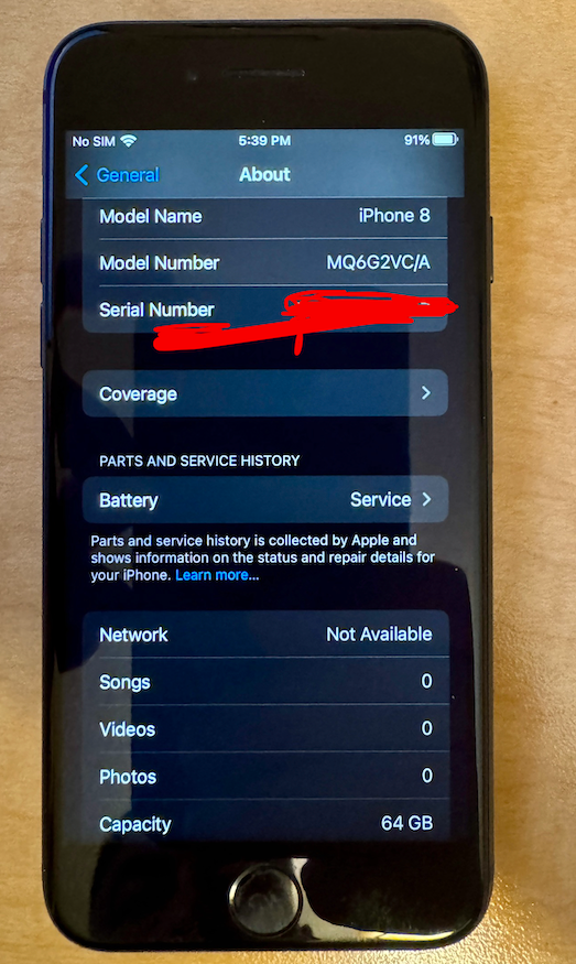 iPhone 8 in perfect condition with a charging cable $70