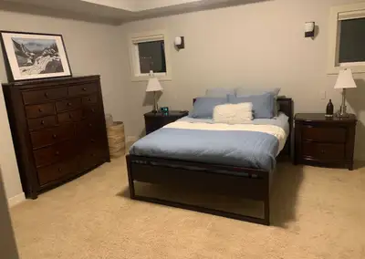 Costco solid wood Bedroom Set and Weylandts Queen Bed Frame, View more
