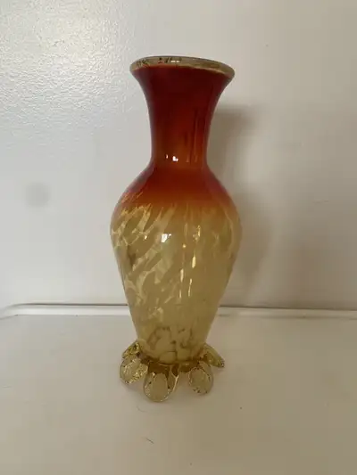 Beautiful Vintage Hand Blown Glass Vase by Altaglass Canada, Medicine Hat, AB with original foil sti...