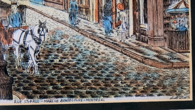 Set of two hand-colored lithographs of Old Montreal by Lazo in Arts & Collectibles in Edmonton - Image 4