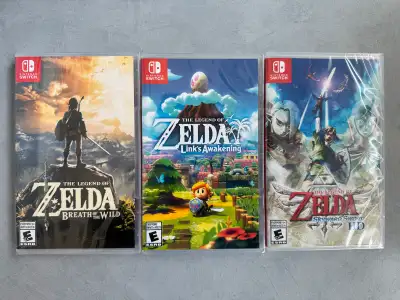 Factory Sealed, BNIB $60 — Legend of Zelda: Breath of the Wild $60 — Legend of Zelda: Link’s Awakeni...