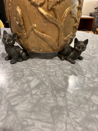 Vintage Bronze Cat Plant Pot Feet x3