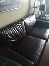 Dark brown leather couch 