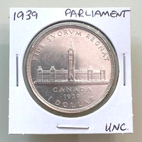 1939 Commemorative Canadian .800 Silver King George VI $1 Coin!