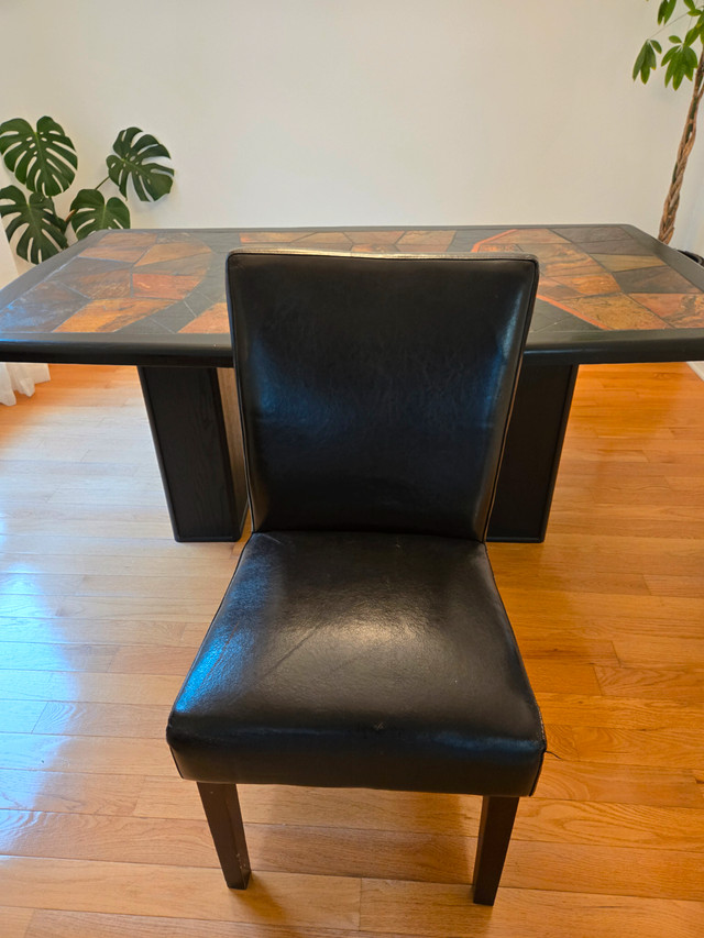 Stone Tile and Wood Mosaic Dining Table, earth tones and black in Dining Tables & Sets in Ottawa - Image 4