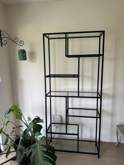 Modern Black Metal & Glass Display Shelf – $80 OBO, View more