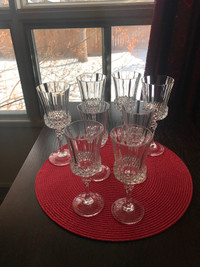 Long stemmed King Edward crystal wine glasses. 2 different sizes