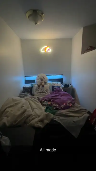 double LED bed frame with charging ports , View more