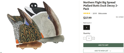 Northern Flight Big Spread Mallard Butts Duck Decoy 2-Pack, View more