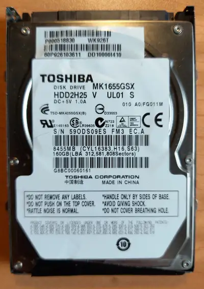 Toshiba 2.5" HDD - 160 GB