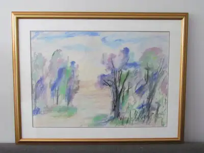 Tres belle oeuvre. Paysage fait avec des pastels ( 34 x 24 pouces ). Avec encadrement (43 x33 pouces...