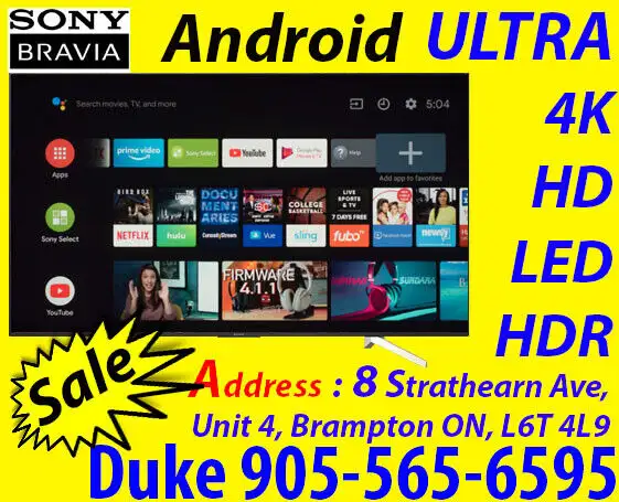 Android Sony 75-inch 4K UHD HDR LED Smart TV (XBR75X950H) in TVs in Mississauga / Peel Region - Image 6