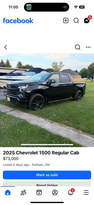 2025 Chevy Silverado RST 6 months old 12500 km True north package Black leather Sunroom Running boar...