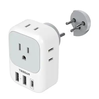 BRAND NEW - 7 in 1 Travel adaptor N.A. to Type H electrical plug, View more