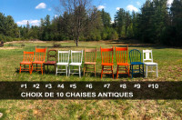 ANTIQUITÉ : Chaise antique en bois : Lot de 10 chaises à 40$ ch.
