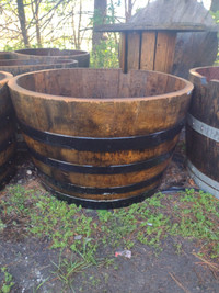 Wine Barrel Planters - Silver and Black Rings