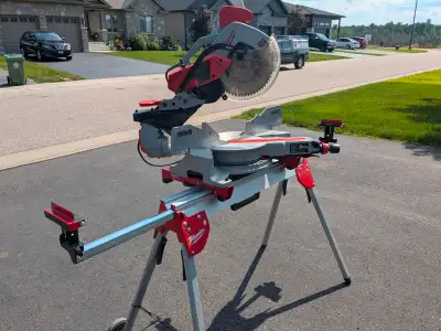MILWAUKEE 12 INCH 45/45 MITER/BEVEL WITH STAND ON WHEELS, View more