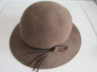 Brown felt hat with brim.