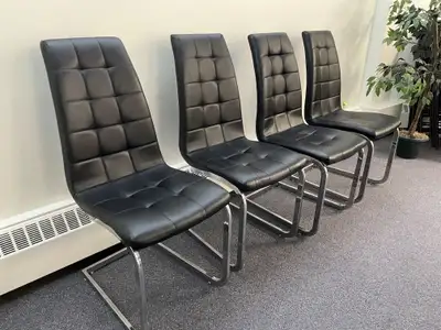 Four Contemporary Black Upholstered Chairs, View more