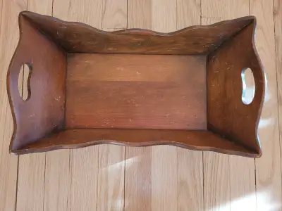 lovely vintage wooden tray basket, View more