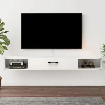 New 62.99" Pureza Floating TV Stand, White, View more